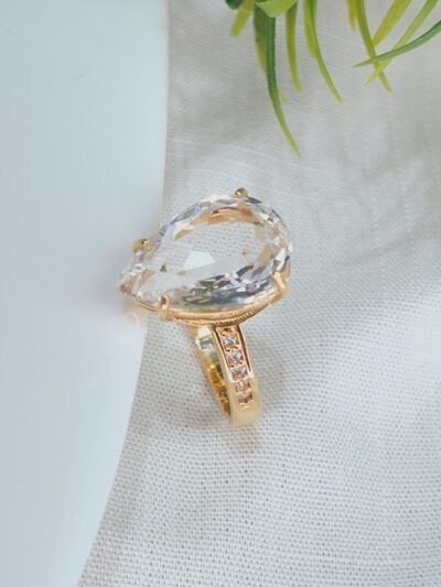 ANEL GOTA TRANSPARENTE - BANHADO À OURO 18 K