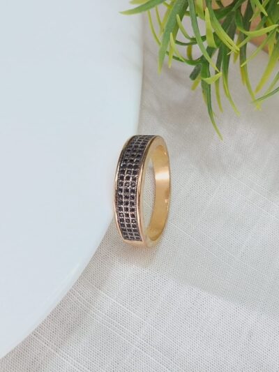 ANEL BLACK CHARM - BANHADO À OURO 18 K