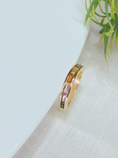 ANEL PEDRAS COLORIDAS - BANHADO À OURO 18 K