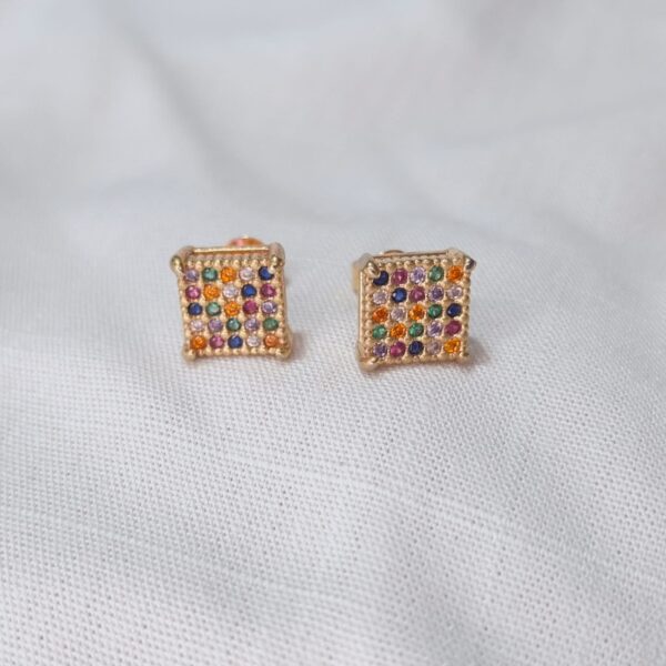 CONJUNTO COLAR E BRINCOS QUADRADO - BANHADO À OURO 18 K - Imagem 3
